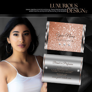 Luxus Silver Rose Gold Glitzer Park Rhinestones Visitenkarte