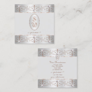 Luxus Silver Rose Gold Verzierte Ornamente Initial Quadratische Visitenkarte