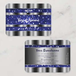 Luxus Silver Royal Blue Sparkle Glitzer Elegante Visitenkarte