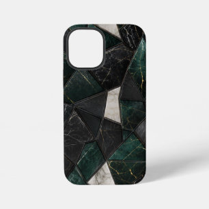 Luxus-Smaragd- und Holzkohle-Schwarz-Marmor-Geomet iPhone 12 Mini Hülle