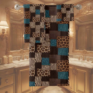 Luxus-Smaragdglitter-Afrika-Tierdruck-Handtuch-Set Badhandtuch Set