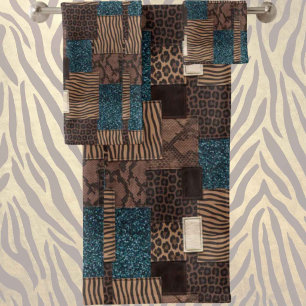 Luxus-Smaragdglitter-Afrika-Tierdruck-Handtuch-Set Badhandtuch Set