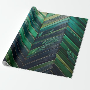 Luxus Smaragdgrün & Gold Tropisches Blatt Art Deco Geschenkpapier