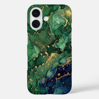 Luxus-Smaragdgrüner-Gold-Marmor-Handyhülle iPhone 16 Hülle