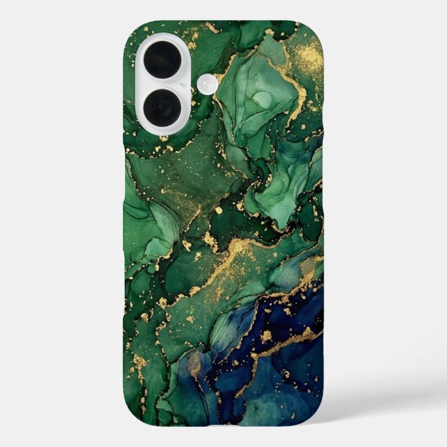 Luxus-Smaragdgrüner-Gold-Marmor-Handyhülle Case-Mate iPhone Hülle (Rückseite)