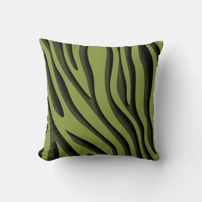 Luxus Soft Green 3D Zebra Wave Kissen (Vorderseite)