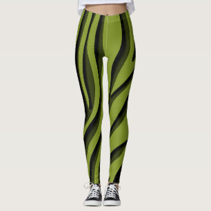 Luxus Soft Green 3D Zebra Wave Leggings