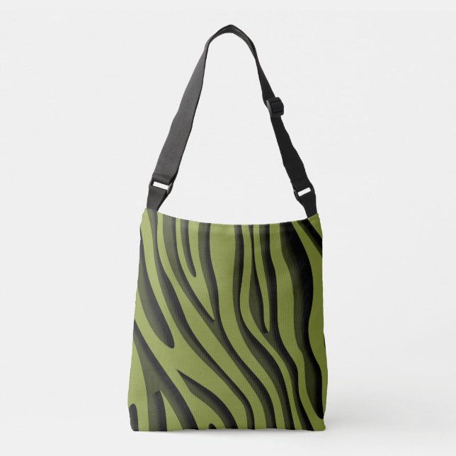Luxus Soft Green 3D Zebra Wave Tragetaschen Mit Langen Trägern (Vorderseite)