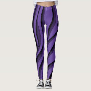 Luxus Soft Lila 3D Zebra Wave Leggings