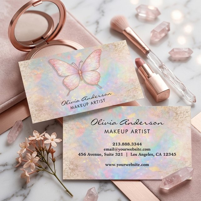 Luxus Soft Opal Logo Schmetterling Chic Visitenkarte (Von Creator hochgeladen)
