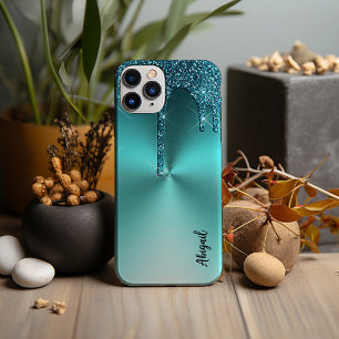 Luxus Sparkle Aquamarin Dripping Glitzer Personali Case-Mate iPhone Hülle