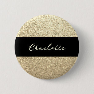 Luxus Sparkle Gold Glitzer Name Button