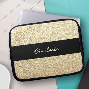 Luxus Sparkle Gold Glitzer Name Laptopschutzhülle
