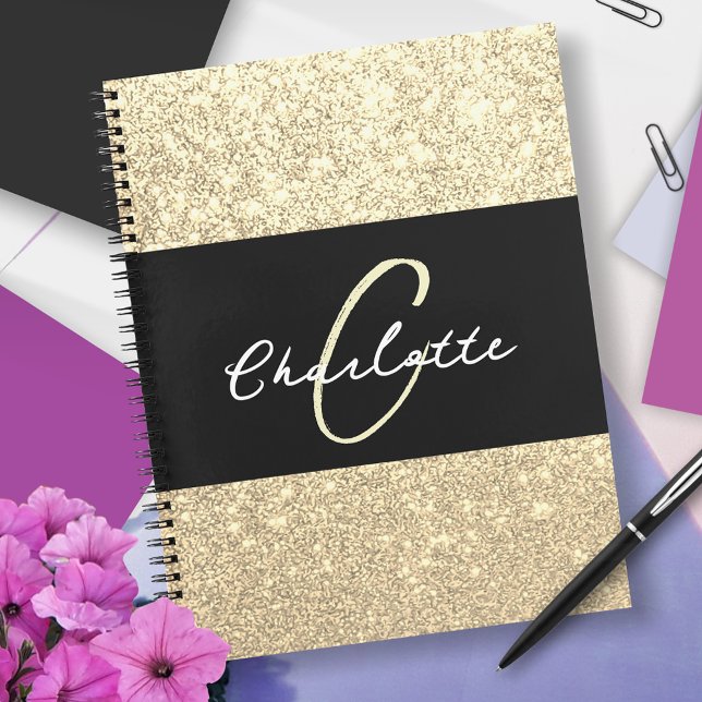 Luxus Sparkle Gold Glitzer Name Notizbuch (Von Creator hochgeladen)
