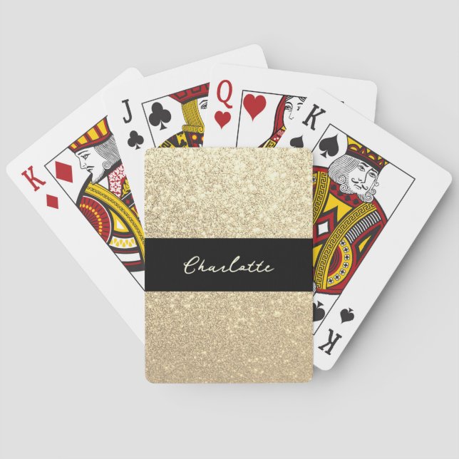Luxus Sparkle Gold Glitzer Name Spielkarten (Rückseite)