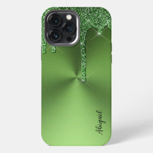 Luxus-Sparkle-Grün-glitzerndes personalisiertes De iPhone 13 Pro Max Hülle