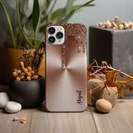 Luxus Sparkle Rose Gold Dripping Glitzer Personal Case-Mate iPhone Hülle