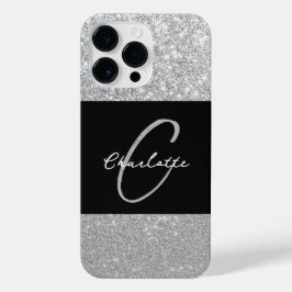 Luxus Sparkle Silver Glitzer Name iPhone 14 Pro Max Hülle