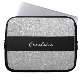 Luxus Sparkle Silver Glitzer Name Laptopschutzhülle