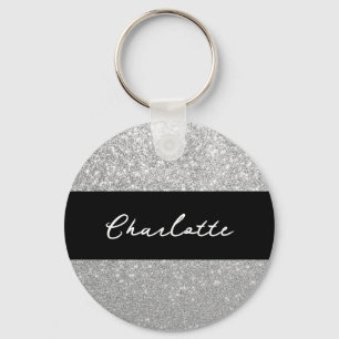 Luxus Sparkle Silver Glitzer Name Schlüsselanhänger
