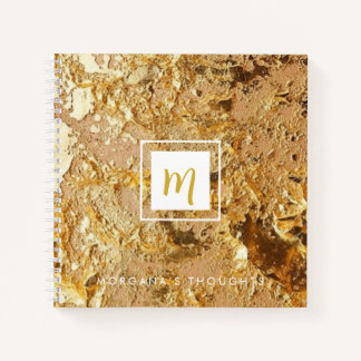 Luxus Sparkling Gold Gllittery Monogram Square Notizbuch