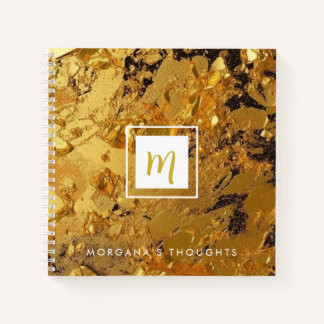 Luxus Sparkling Gold Monogram Square Notizbuch