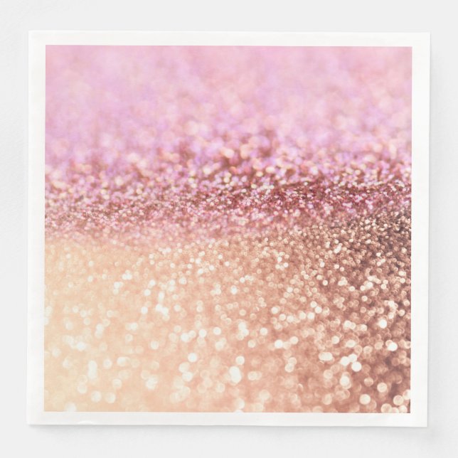 Luxus Sparkling Pink Ombre Glitzer Gradient Serviette (Vorderseite)