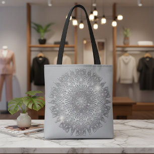 Luxus-Sparkling-Silber-Metall-Mandala