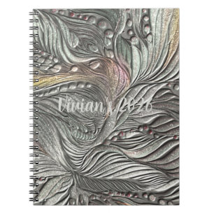 Luxus-Spiralnotizbuch mit silbermetallic Blättern Notizblock