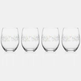 Luxus Spring Wildblume Vogel Rose Garten Nahtlos Weinglas Ohne Stiel