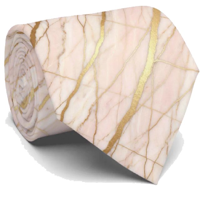 Luxus Stein Krawatte | Roségold Rosa & Gold Marmor (Von Creator hochgeladen)