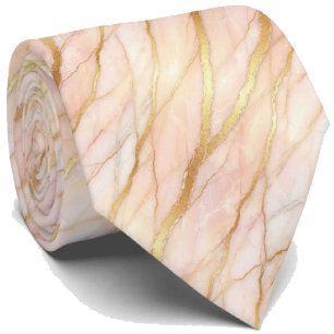 Luxus Stein Krawatte   Roségold Rosa & Gold Marmor