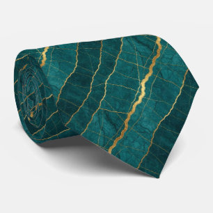 Luxus Stein Krawatte Türkis, Teal & Gold Marmor