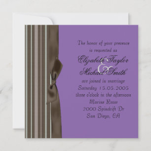 Luxus Stil Brown Ribbon Lila Hochzeit Einladung