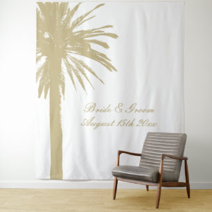 Luxus-Strand-Hochzeitsfeier Palme Foto Hintergrund Wandteppich