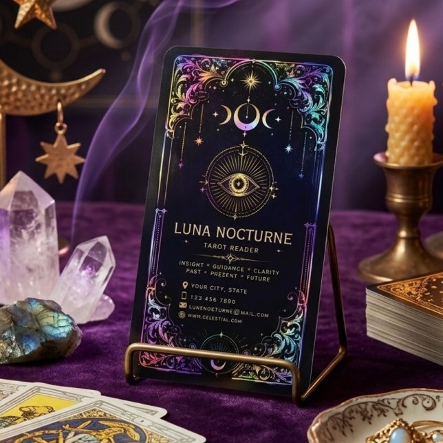 Luxus-Tarotkartenleser-Geschäftskarte mit QR-Code Visitenkarte (Von Creator hochgeladen)