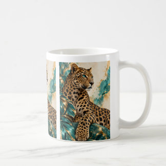 Luxus-Tassen mit Teal- und Gold-Leoparden-Muster Kaffeetasse