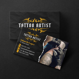 Luxus-Tätowierer Gold-Schwarzes Tattoo-Studio Visitenkarte