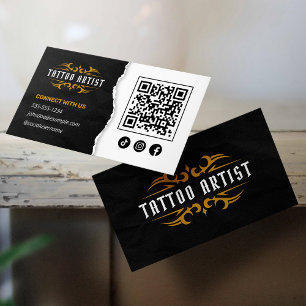 Luxus Tattoo Artist Gold Black Verbinden mit uns Visitenkarte
