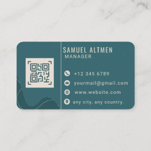 Luxus Teal und Creme Professioneller QR Code Visitenkarte