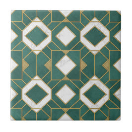 Luxus-Teal- und Gold-Art-Deco-Geometrie nahtlos Fliese