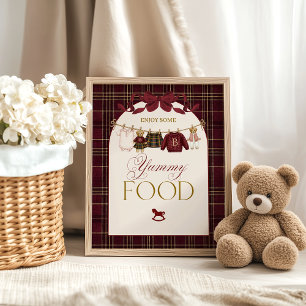 Luxus-Teddy-Baby-Shower Mädchen Kariert Essen Poster
