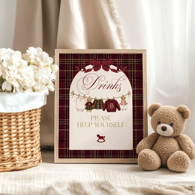 Luxus-Teddy-Babyshower-Mädchen-Karogestaltung Getr Poster (Von Creator hochgeladen)