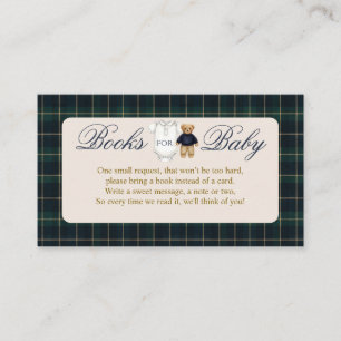 Luxus-Teddy-Bär-Karo-Baby-Shower-Bring-Buch Begleitkarte