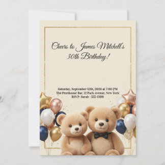 Luxus-Teddybär-Geburtstag  Einladung