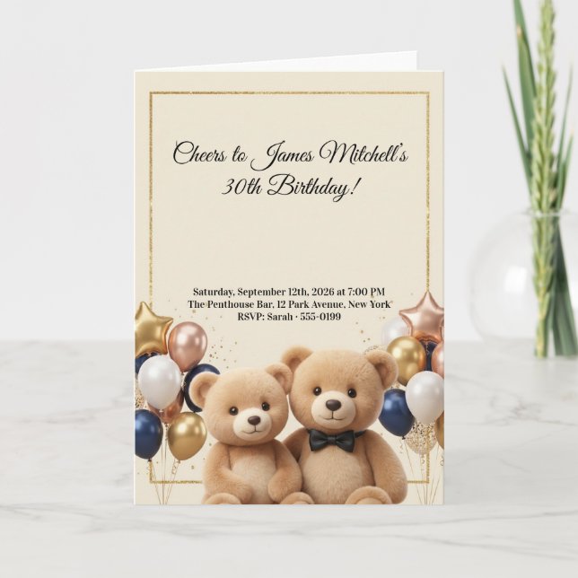Luxus-Teddybär-Geburtstag  Karte (Vorderseite)