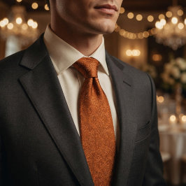 Luxus-Terrakotta-Brandorange-Barock-Blumenmuster  Krawatte