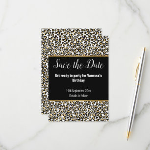 LUXUS-TIERDRUCK GOLD-GLITTER SAVE-THE-DATE-KARTE RSVP KARTE