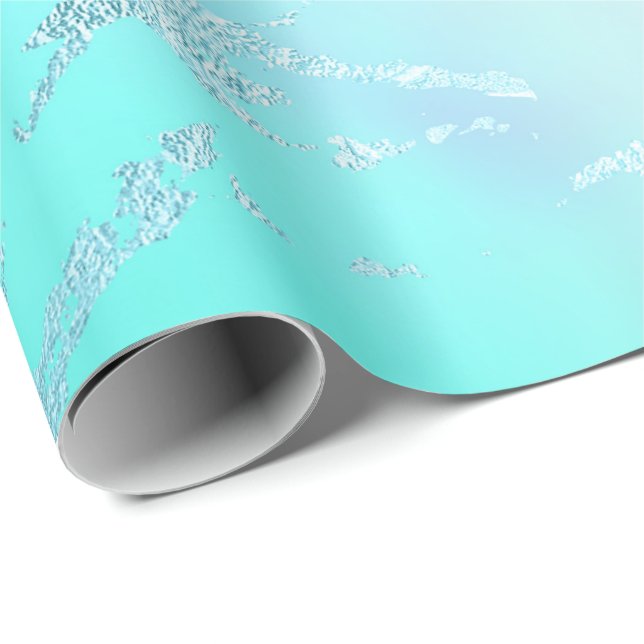 Luxus Tiffany Aqua Mint Blaue Pastel Lila Marmor Geschenkpapier (Rolleneckpunkt)
