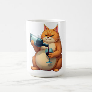 Luxus-Tipsy-Cat-Moderne-Kunst-Illustration Kaffeetasse
